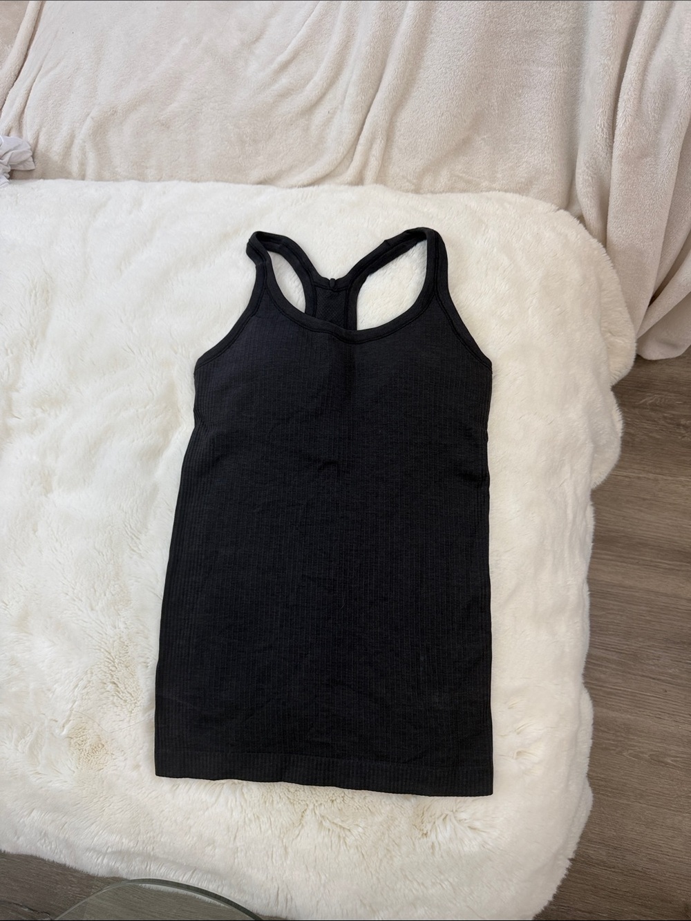 lululemon athletica Black Ribbed Racerback Tank built in bra